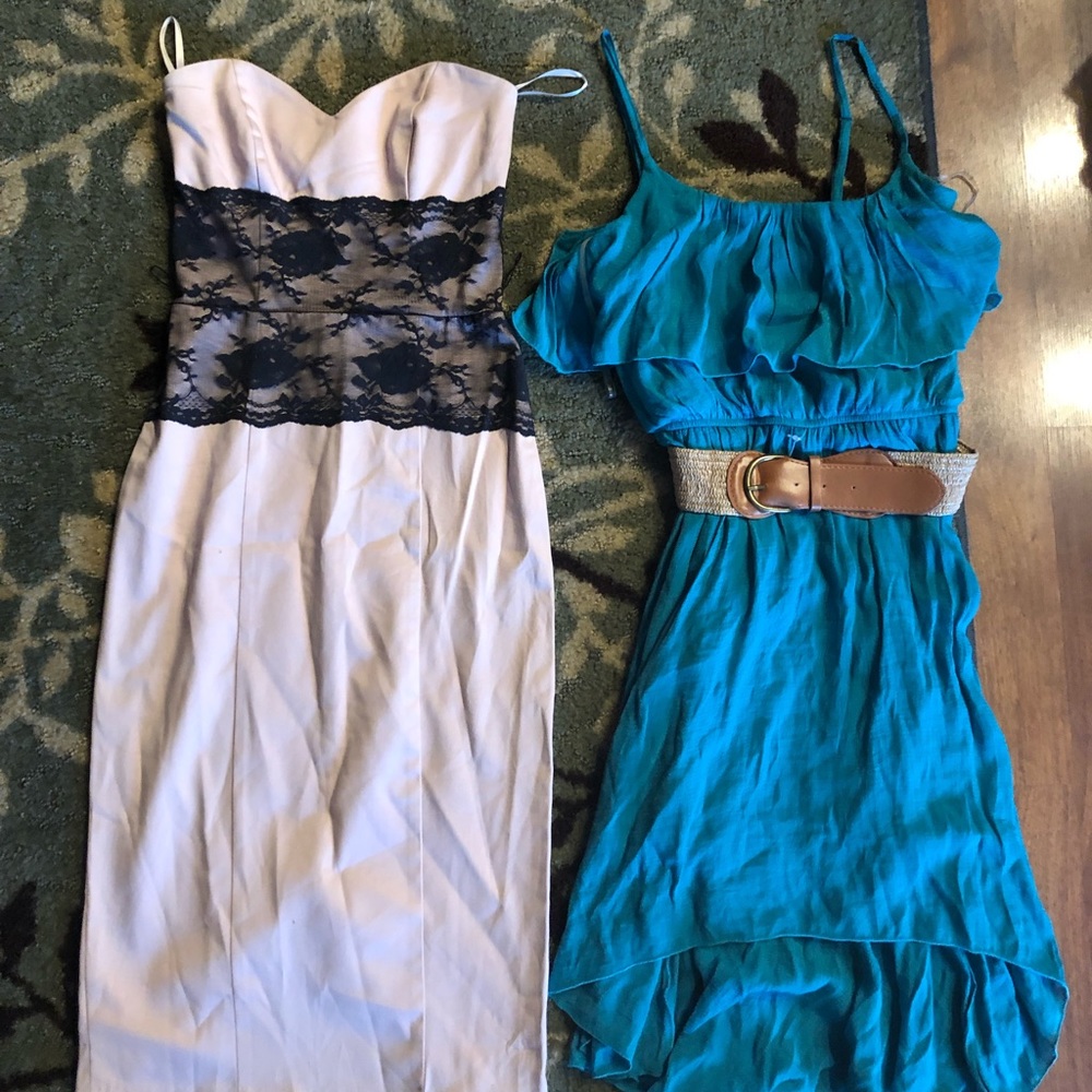 Arden B Pink/black lace midi XS and S Teal dress